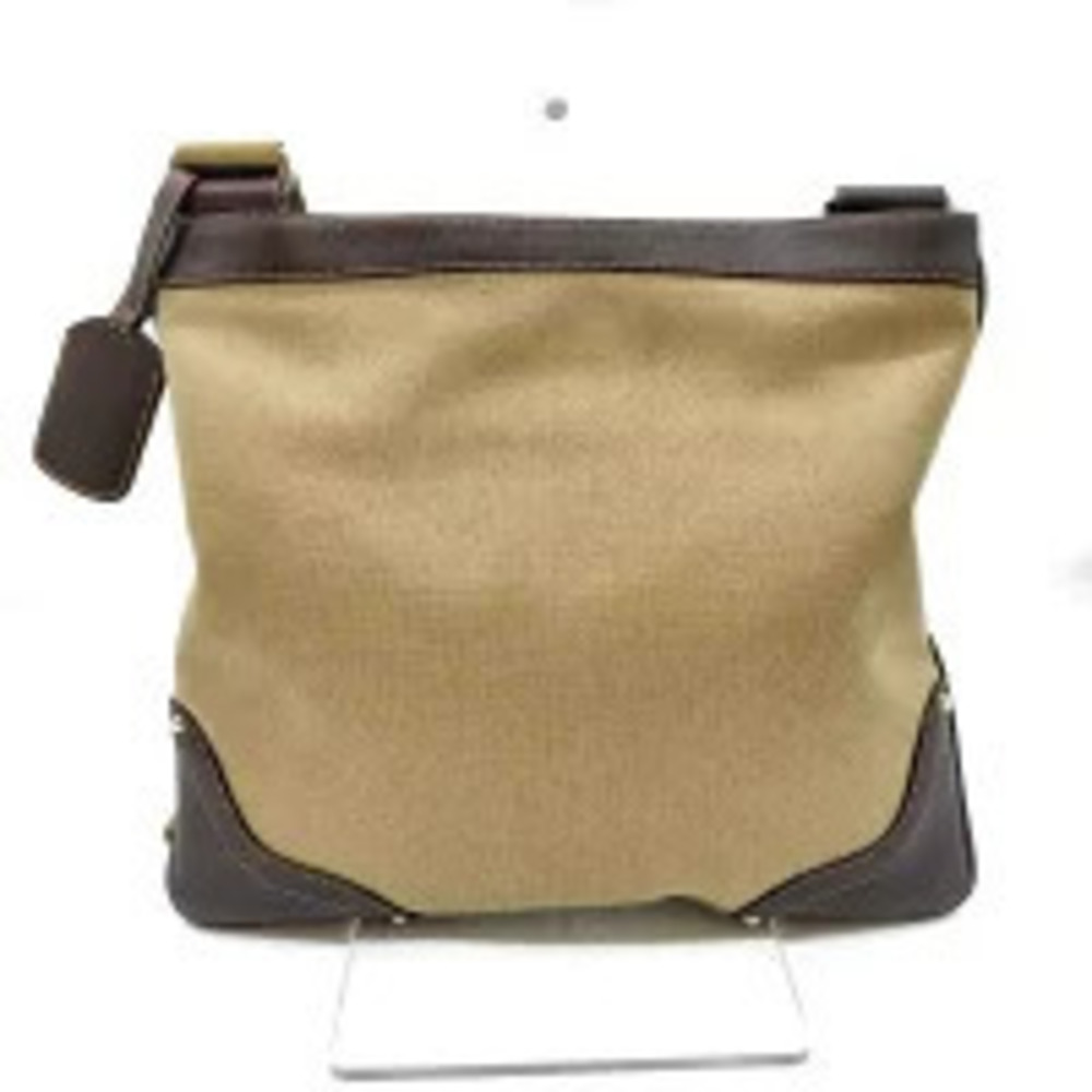 Prada Jacquard Leather Shoulder Canvas Crossbody Brown Logo Bag